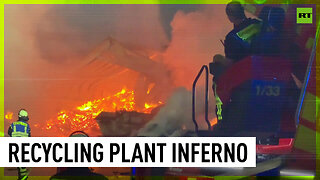 Massive fire engulfs recycling plant in Germany