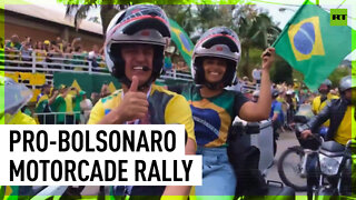 Brazilian president leads motorcade & attends rally by supporters ahead of elections