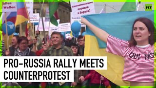 Pro-Russia and pro-Ukraine protests meet in Germany