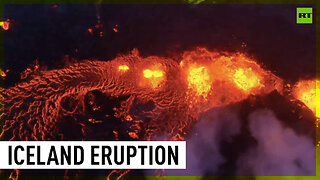 Lava bursts and smoke clouds in Iceland as volcano erupts