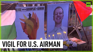 DC and NYC hold vigil for pro-Gaza US airman who self-immolated