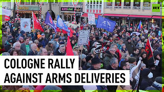 Hundreds rally against arms deliveries to Ukraine in Cologne, Germany