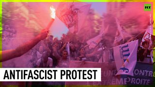 Antifascists protest presidential candidates in Lyon