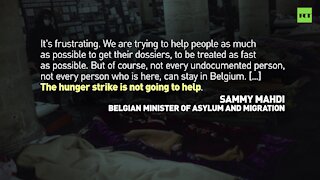 Migrants go on hunger strike, sew lips together in a bid to get legal status in Belgium