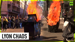 Water cannons deployed as protesters demonstrate against pension reform in France