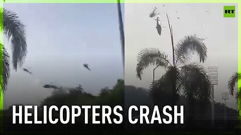 Military helicopters collide during parade rehearsal in Malaysia