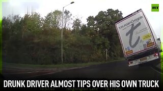 Drunk driver almost tips over his own truck