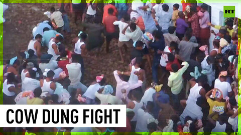 Indians celebrate Ugadi festival by participating in cow dung fight