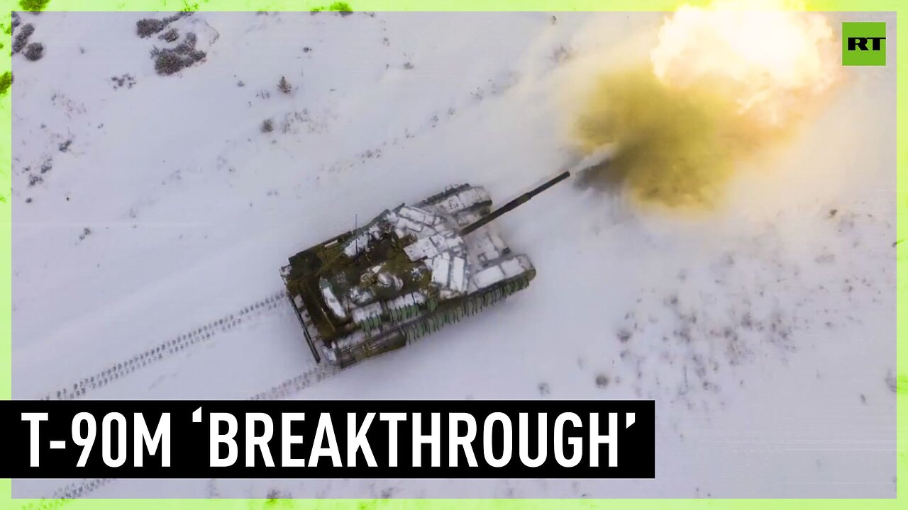 Shooting drills of the newest T90M ‘Breakthrough’ tank caught on drone