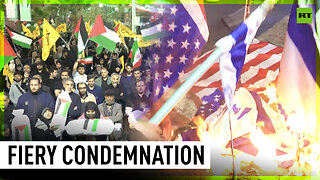 Protesters burns US and Israeli flags over strike on Iran's consulate in Syria