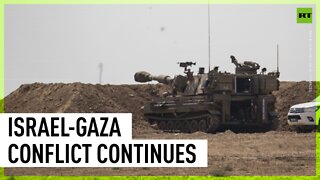 IDF personnel watch Iron Dome intercepting Palestinian rockets at Gaza border