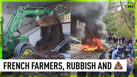 Farmers dump manure, burn rubbish outside Toulouse administrative center
