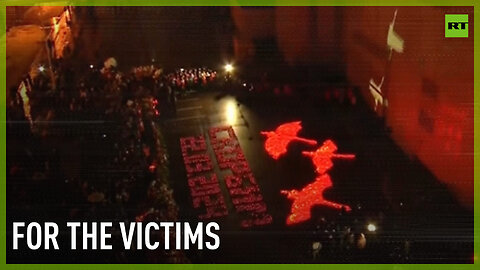 Cranes illuminate Crocus City Hall in memory of terror victims