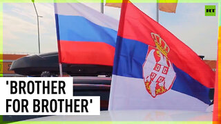 Hundreds of Russians gather for pro-Serbia rally