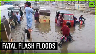 Deadly floods turn roads intro rivers in Pakistan