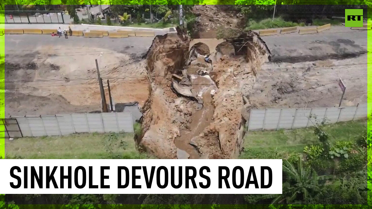 Huge Sinkhole Swallows Part Of Highway In Guatemala