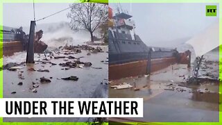 Cargo ship ripped in half during heavy storm in Turkey