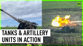 Russian tanks, artillery units fire at Ukrainian military positions