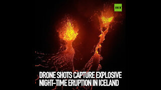 Explosive night-time eruption in Iceland
