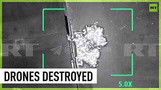 Russian bomber drone destroys van filled with Ukrainian UAVs | RT Exclusive