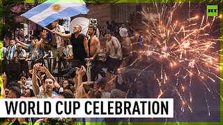 Fans celebrate Argentina's World Cup victory in Barcelona