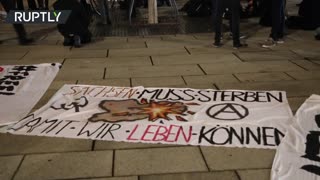 Antifa protesters march in Leipzig following AfD gains in Saxony
