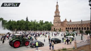 Spanish farmers protest over changes to EU agriculture subsidies in Seville