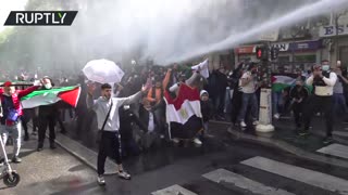 Water cannons deployed at pro-Palestinian protesters in Paris