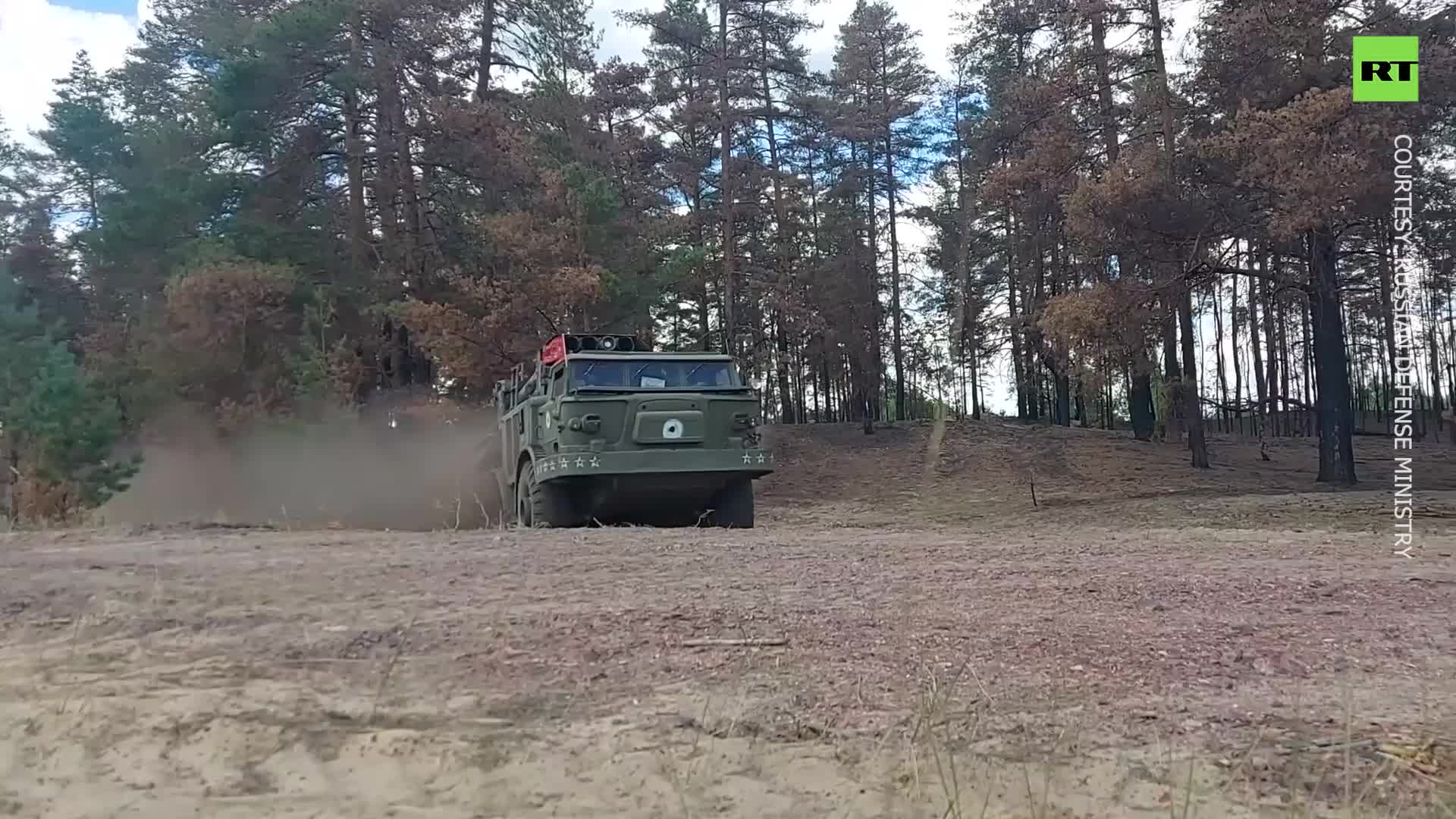 Russian Uragan MLRS on night-time combat mission
