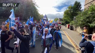 Thousands of pro-independence demonstrators rally in Scottish capital