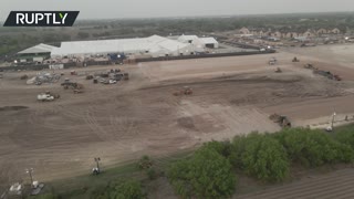 'Tent City' | Drone footage of facility being built for minors at US-Mexico border in Texas
