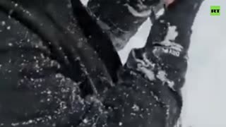 It's a trap! | Snowboarder caught in snow pitfall in Sochi, Russia