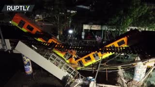 Drone buzzes deadly Mexico City metro train crash site