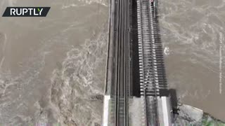 Trans-Siberian Railway bridge collapses due to heavy floods