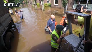 Army helps locals with evacuations after severe flooding in the Netherlands