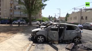 Aftermath of rocket attacks and severe clashes in the city of Lod, Israel