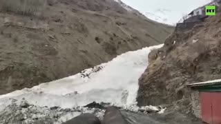 That was close... | Village in Dagestan, Russia narrowly escapes avalanche