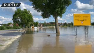 German town of Neustadt an der Aisch flooded after heavy rains