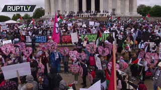 Hundreds of pro-Palestinian protesters hold rally in Washington, DC