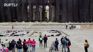 Die-in protest | Colombian activists demand justice for 6,402 victims of extrajudicial killings