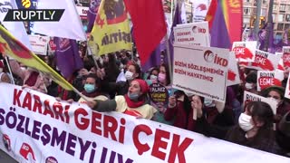 Turkish police scuffle with feminist rally over withdrawal from women's treaty