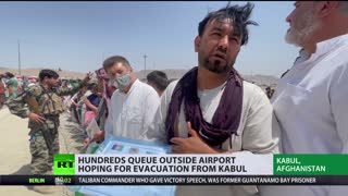 Refugees line up to escape Afghanistan