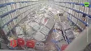 Racks with alcohol COLLAPSE and bury warehouse worker